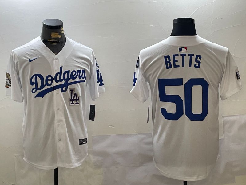 Men Los Angeles Dodgers 50 Betts White Game 2024 Nike MLB Jersey style 11205